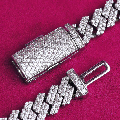 8MM Moissanite Prong Cuban Link Chain 14K Gold