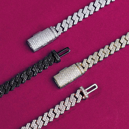 8MM Moissanite Cuban Link Chain/Bracelet Bundle 14K Gold