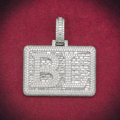 "BL" Custom Moissanite Rectangle Pendant 14K Gold