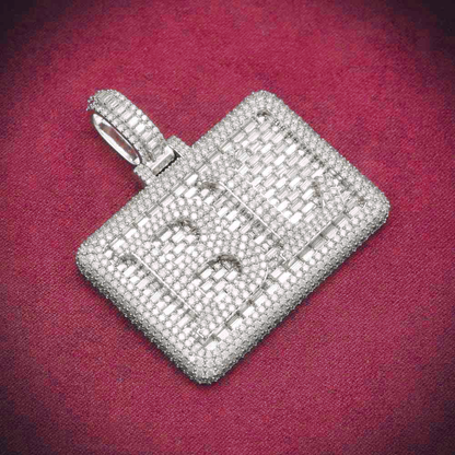 "BL" Custom Moissanite Rectangle Pendant 14K Gold