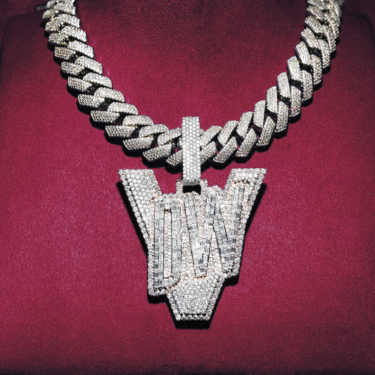 "DW" Custom Moissanite Pendant 14K White Gold