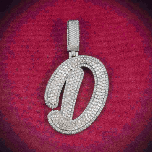 "D" Custom Moissanite Pendant 14K Gold