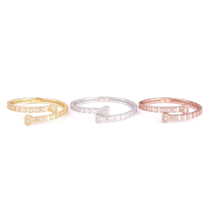Heart Baguette Moissanite Bangle Bracelet 14K Gold