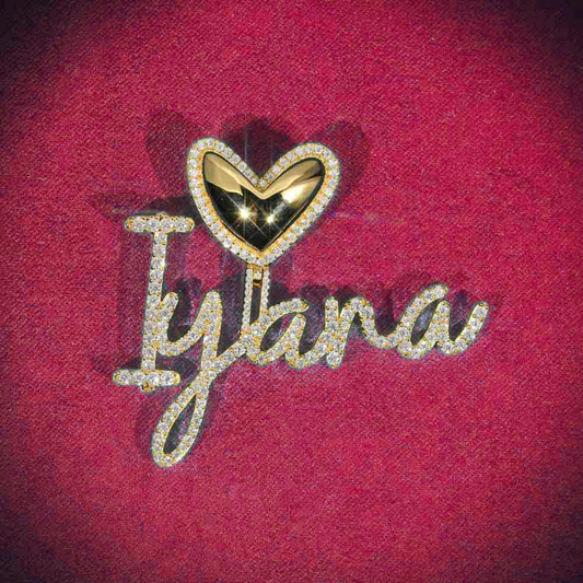 "Iyana" Custom Cursive Letters Pendant 14K Gold
