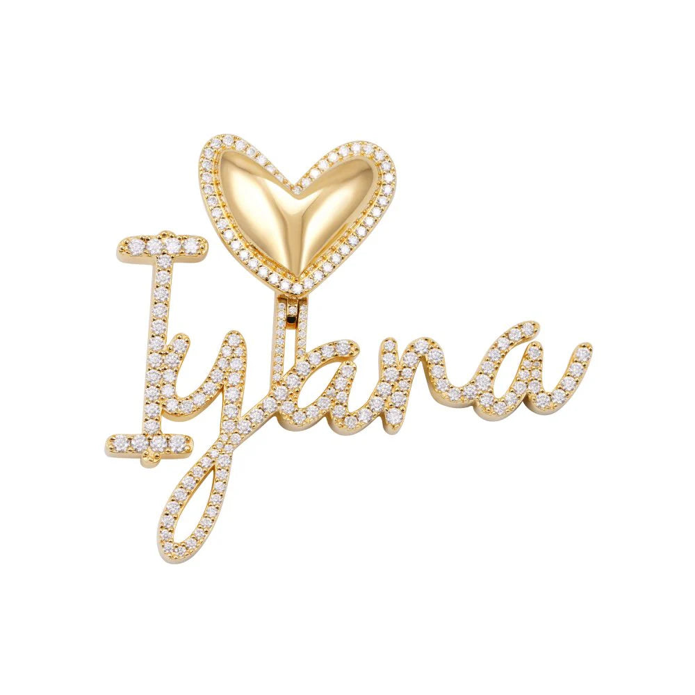"Iyana" Custom Cursive Letters Pendant 14K Gold