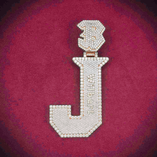 "J" Custom Moissanite Pendant 14K Gold