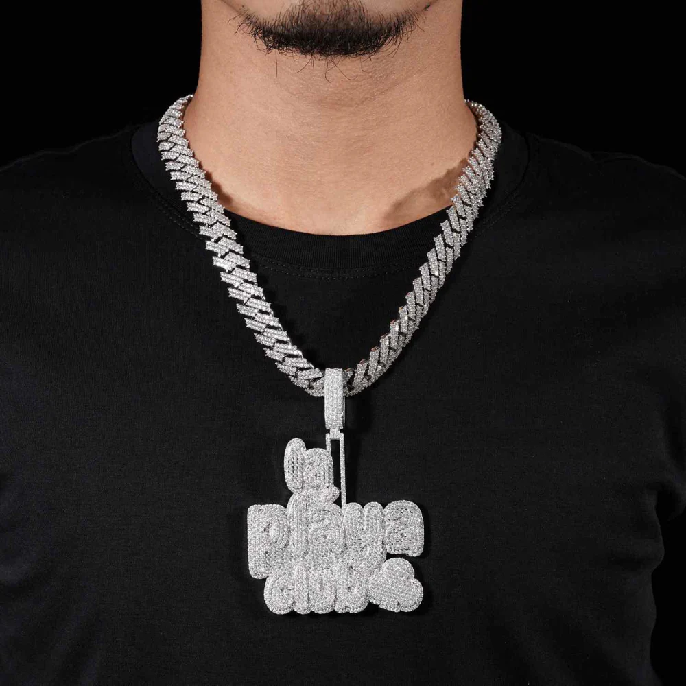 "LA PLAYA CLUB" Custom Moissanite Pendant 14k Gold