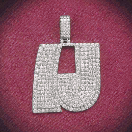 "LJ" Custom Moissanite Pendant 14K White Gold