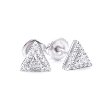 Mini Triangle Moissanite Earrings 14K Gold