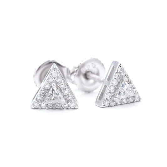 Mini Triangle Moissanite Earrings 14K Gold