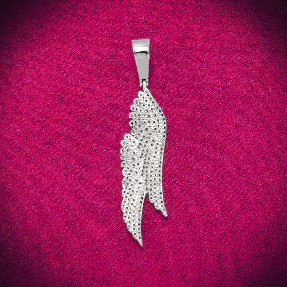 Moissanite Feather Pendant 14K Gold