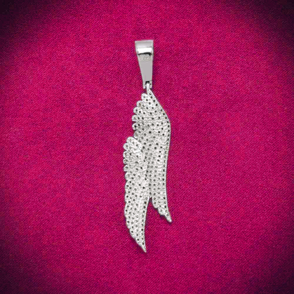 Moissanite Feather Pendant 14K Gold