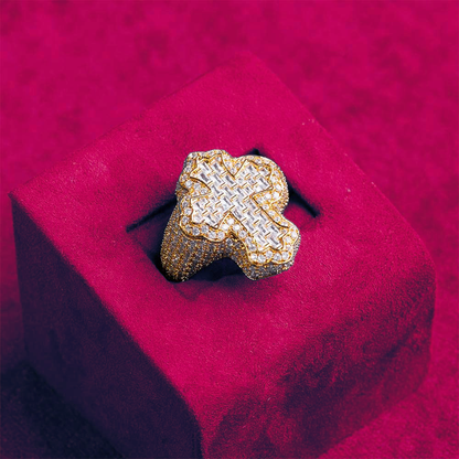 Moissanite Fleur Cross Ring 14K Gold