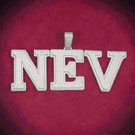 "NEV" Custom Moissanite Pendant 14K Gold