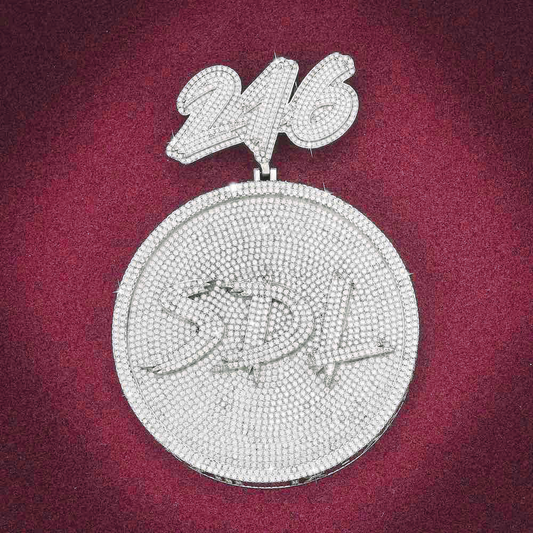 "SDL" Custom Circle Pendant 14K Gold