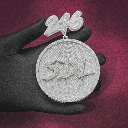 "SDL" Custom Circle Pendant 14K Gold