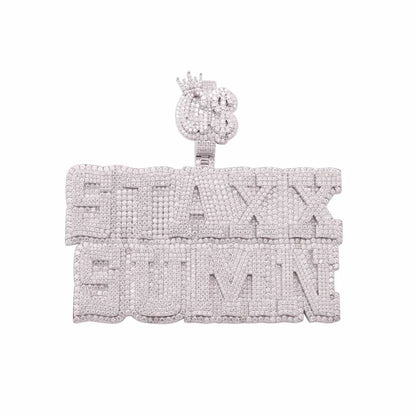 "STAXX SUMN" Custom Moissanite Pendant 14K Gold