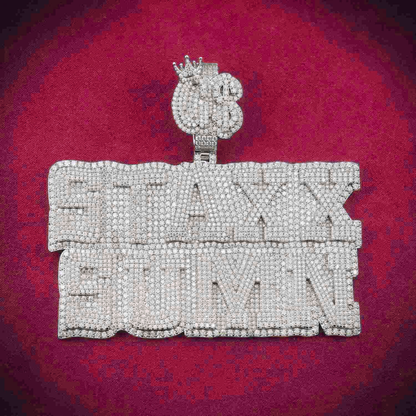"STAXX SUMN" Custom Moissanite Pendant 14K Gold