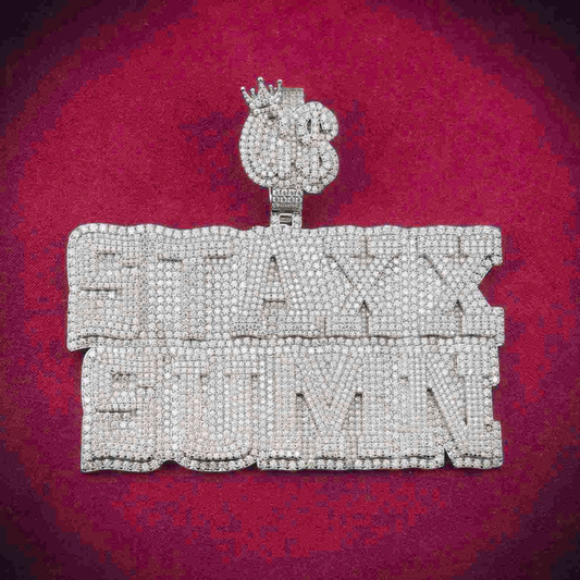 "STAXX SUMN" Custom Moissanite Pendant 14K Gold