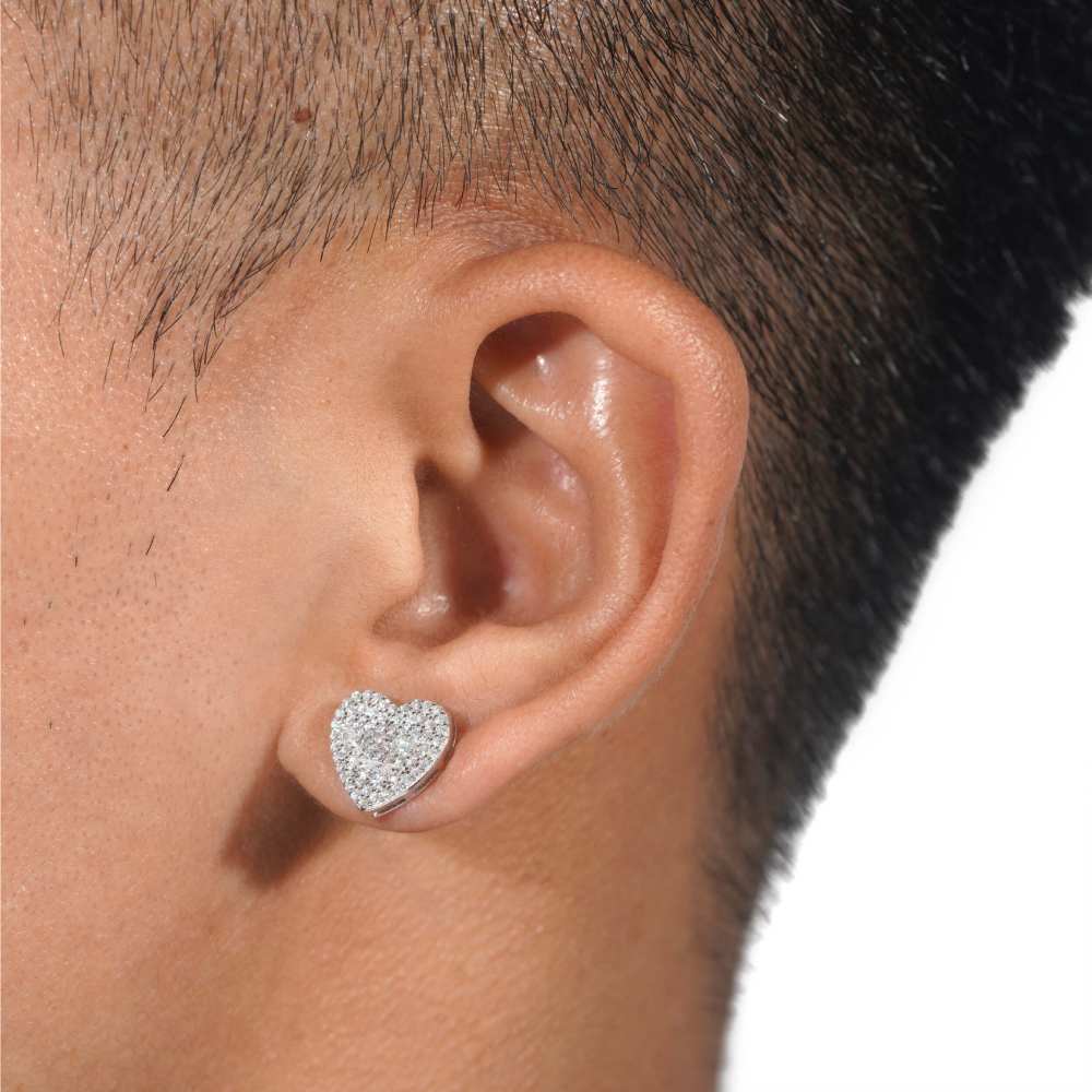 Semi Marquise Moissanite Heart Earrings 14K Gold
