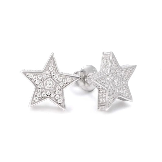 Star Moissanite Earrings 14K Gold