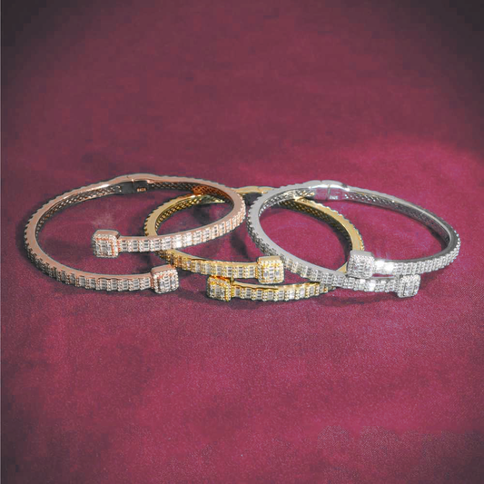 Thin Baguette Bangle Bracelet 14K Gold
