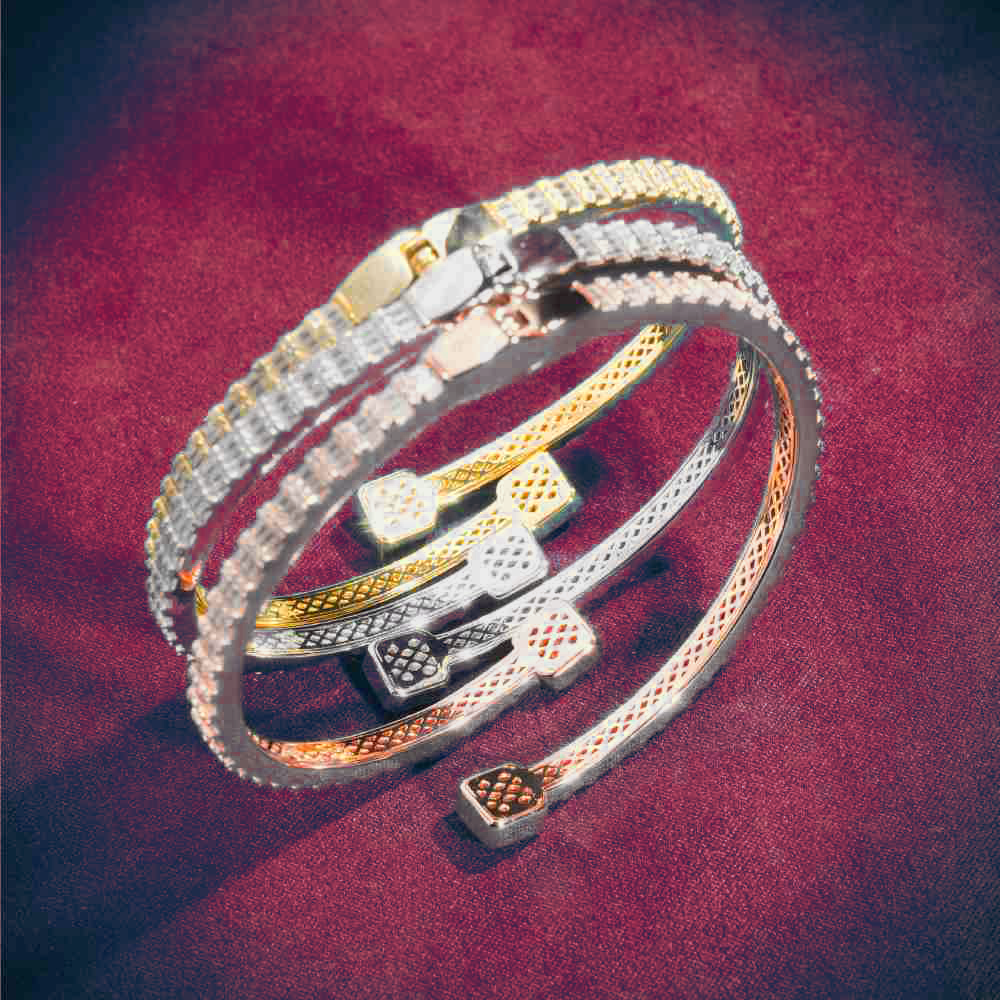 Thin Baguette Bangle Bracelet 14K Gold