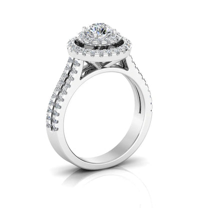 Brilliant Cut Double Halo Split Shank Moissanite Engagement Ring