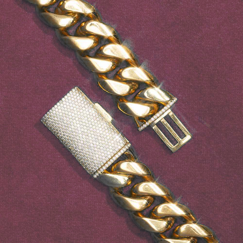 12MM Cuban Link Bracelet 14K Yellow Gold