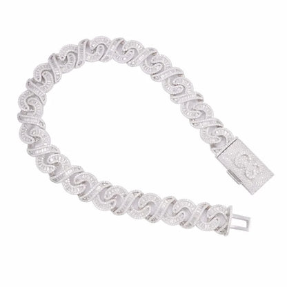 CUSTOM CLASP 20MM Moissanite Baguette Infinity Link Bracelet 14K Gold
