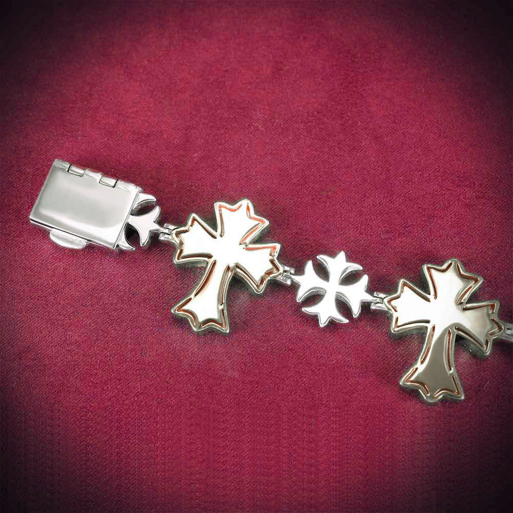 Custom Iced Out Cross Bracelet 14K Gold
