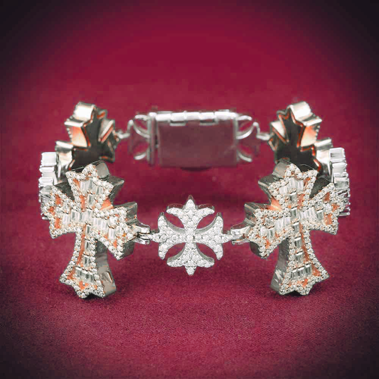Custom Iced Out Cross Bracelet 14K Gold