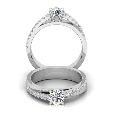 Double Layer Brilliant Cut Moissanite Engagement Ring
