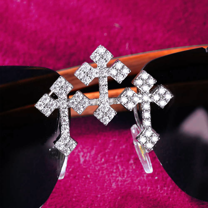 Moissanite Fleuree Cross Sunglasses 14K Gold
