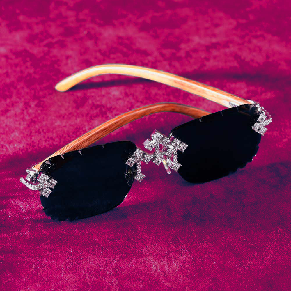 Moissanite Fleuree Cross Sunglasses 14K Gold