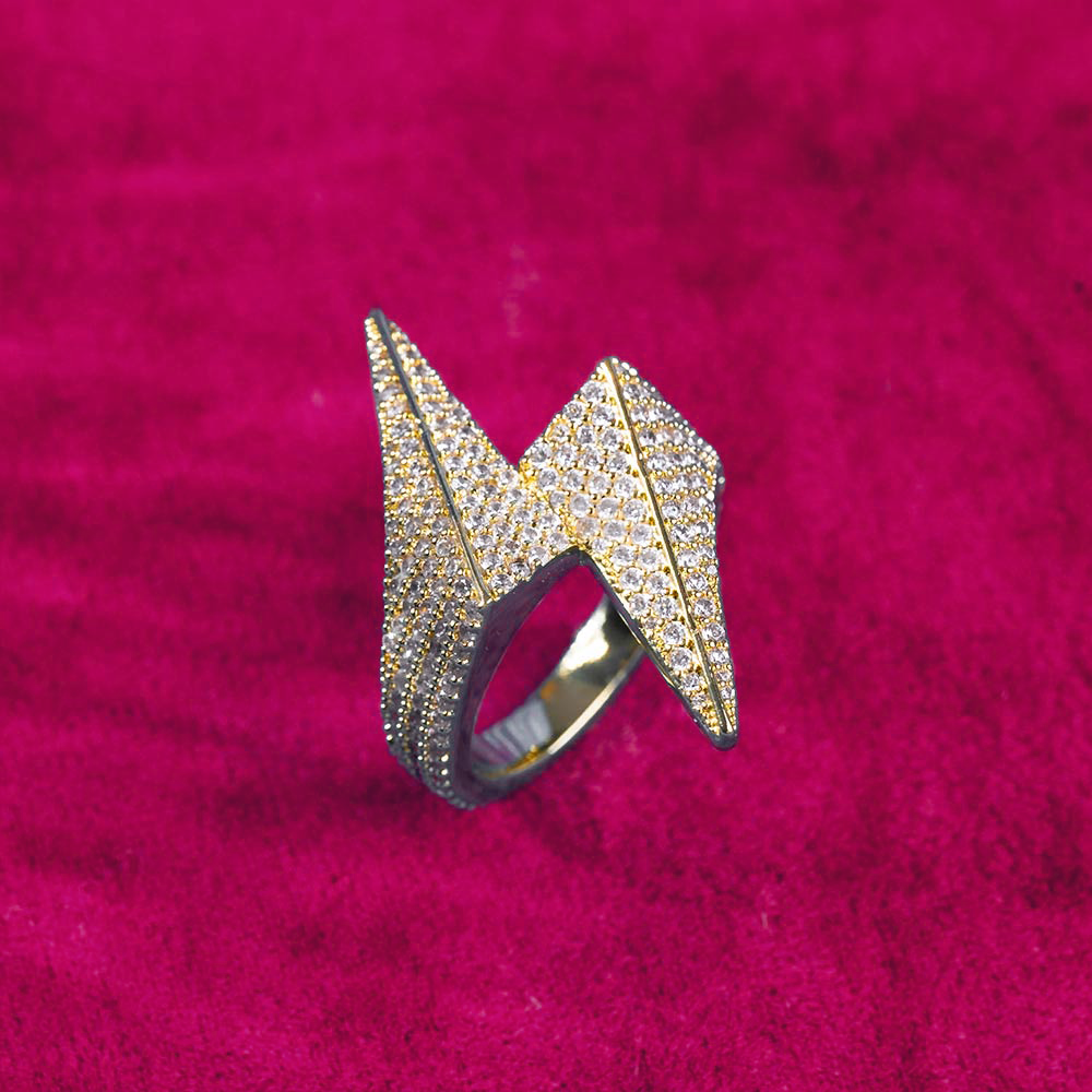 Moissanite Lightning Bolt Ring 14K Gold