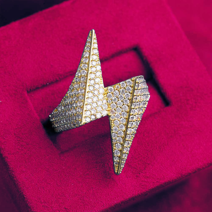Moissanite Lightning Bolt Ring 14K Gold