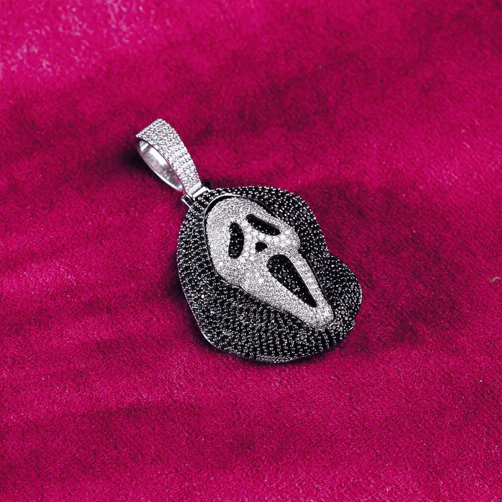 Black Moissanite Scream Pendant 14K Gold
