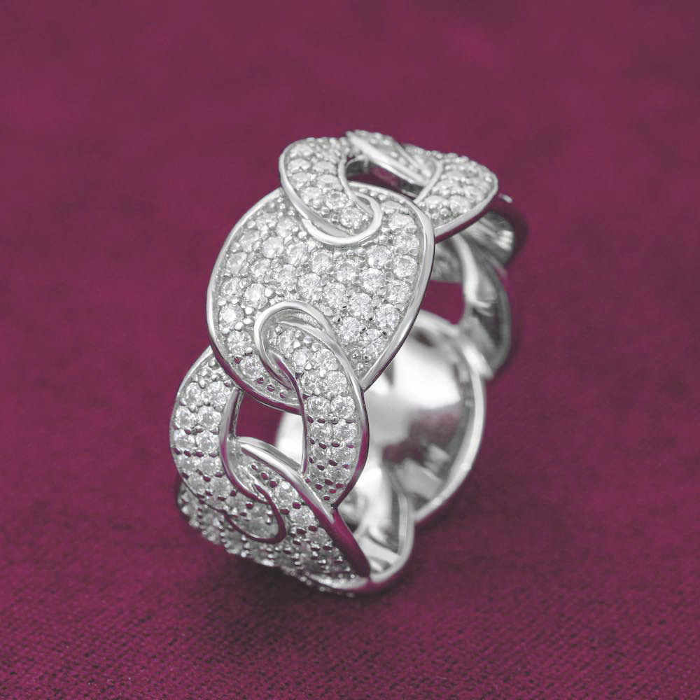 Moissanite Mariner Link Ring 14K Gold