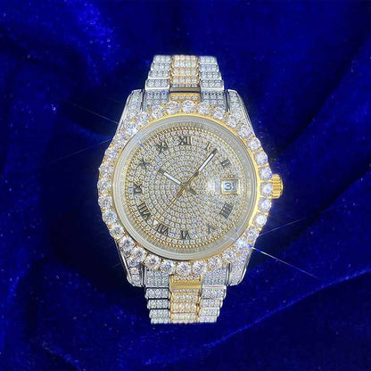 Moissanite Presidential Watch 14K Yellow Gold