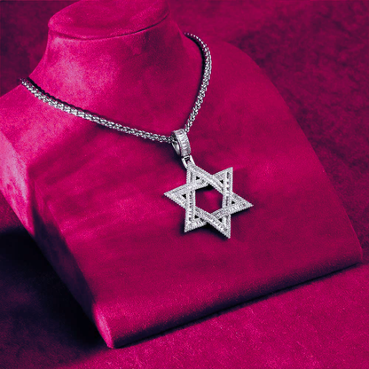 Moissanite Star of David Pendant 14K Gold