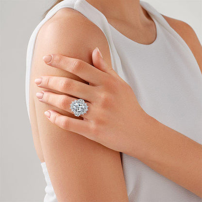 Oval Halo Moissanite Engagement Ring