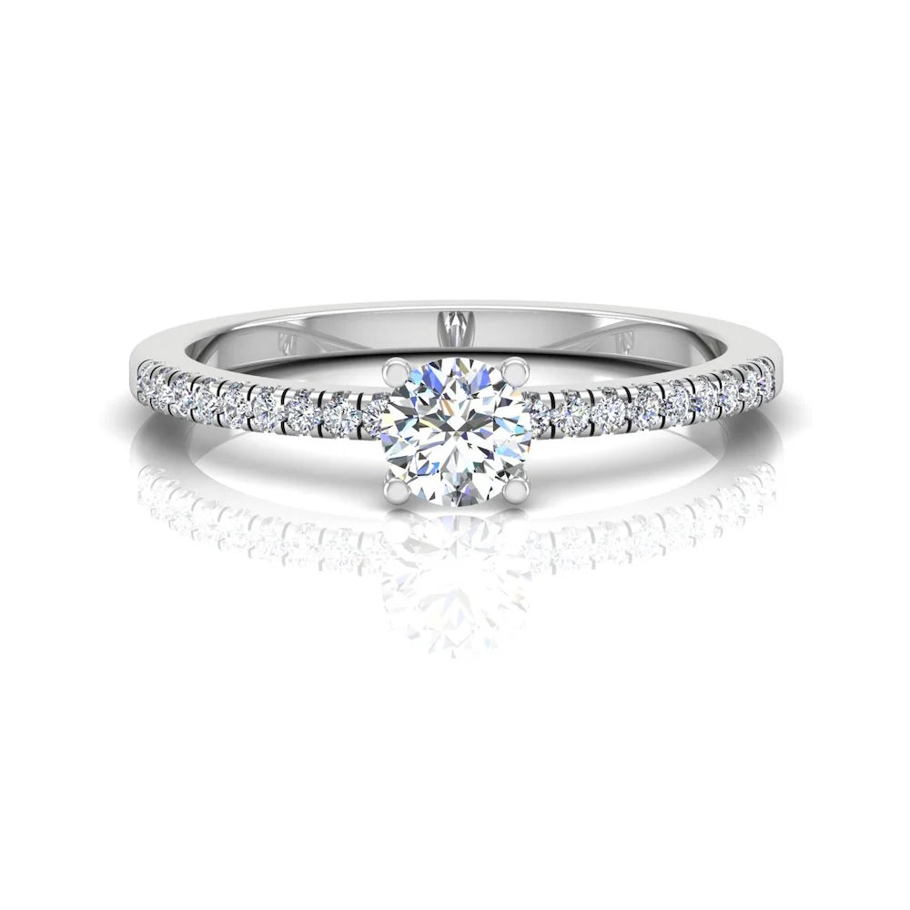 Petite Brilliant Cut Moissanite Engagement Rin
