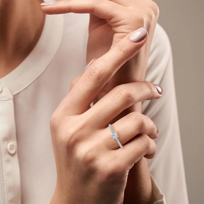 Petite Brilliant Cut Moissanite Engagement Rin