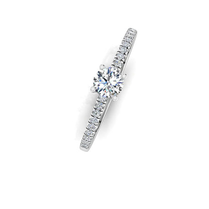 Petite Brilliant Cut Moissanite Engagement Rin