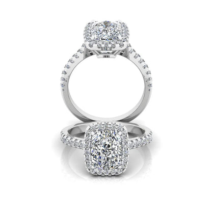 Rectangular Cushion Moissanite Halo Engagement Ring