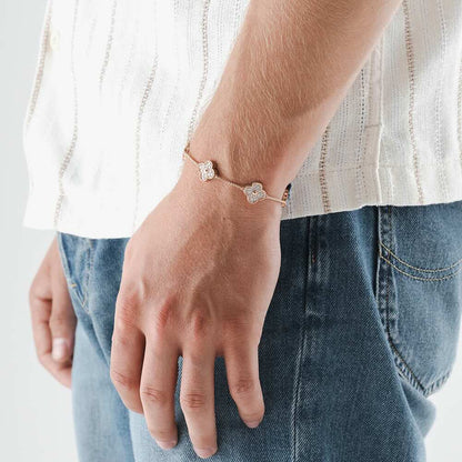 Rose Gold Agate Four Leaf Bracelet