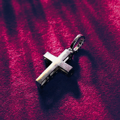 Moissanite Micro Cross Pendant 14K Gold