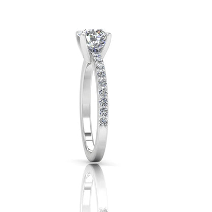Semi Eternity Moissanite Brilliant Cut Engagement Ring