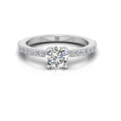 Semi Eternity Moissanite Brilliant Cut Engagement Ring